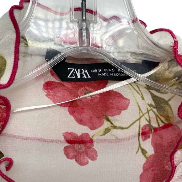 Zara Floral Ruffle Sheer Blouse Top - Picture 2 of 7